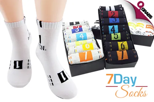 From QR49 Make Sure No One Knocks your Socks Off with a Set of 7-Day Cotton Socks! (Up to QR297 Value)